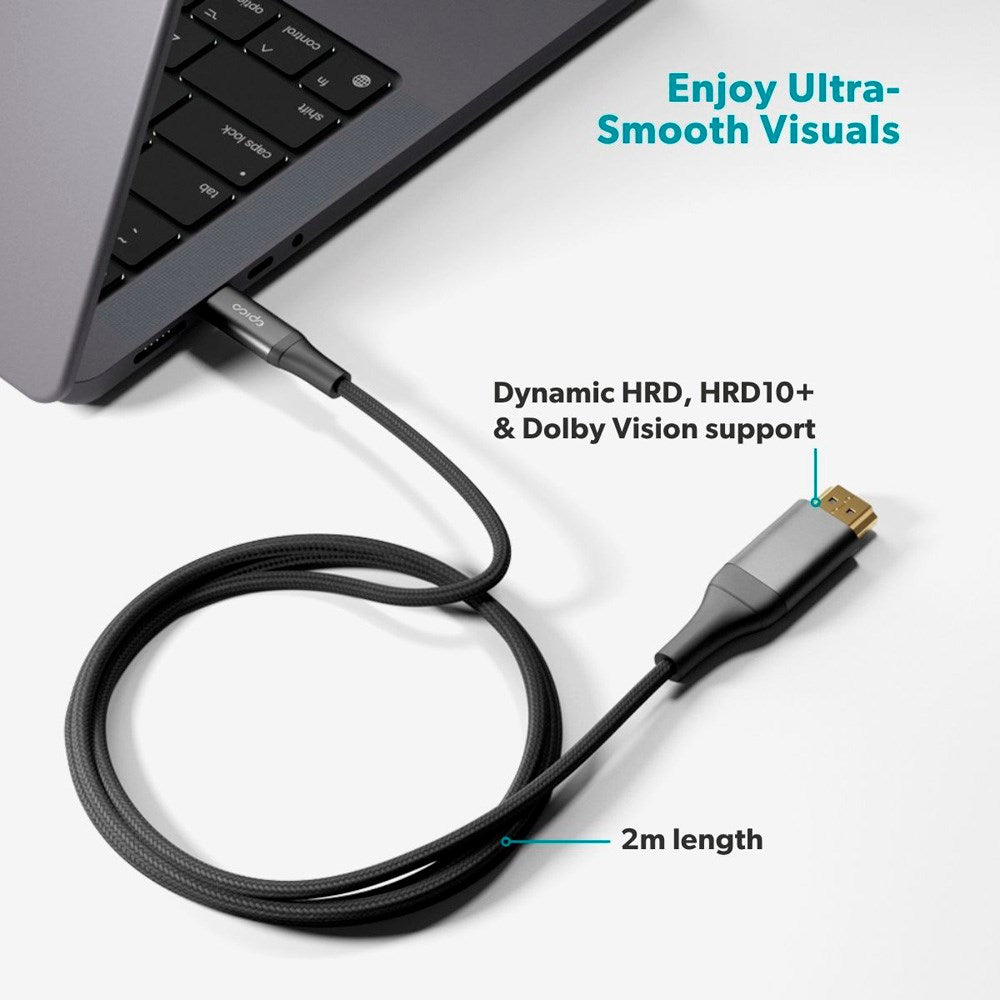 Epico UltraLink HDMI til USB-C Kabel - 2m - 4K / 60Hz - Space Grey