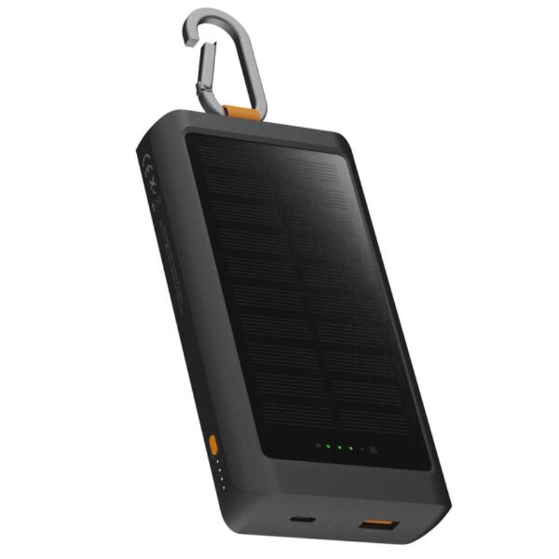 Xtorm 15W Solcelle PowerBank m. 1x USB-A & 1x USB-C - 10.000 mAh / Lommelygte - Sort