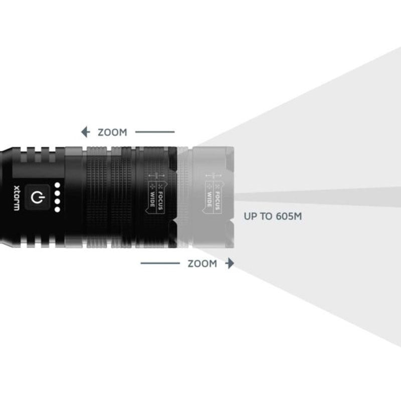 Xtorm Flashlight PowerBank m. 1x USB-A & 1x USB-C - 10.500 mAh / 20W - Sort