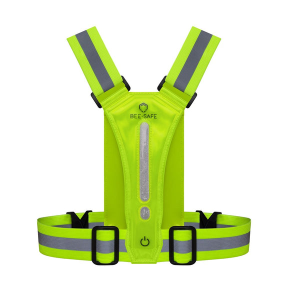 Bee-Safe Løbevest m. LED & Mobillomme - Gul
