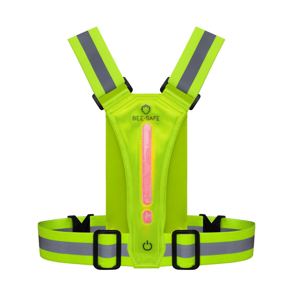 Bee-Safe Løbevest m. LED & Mobillomme - Gul