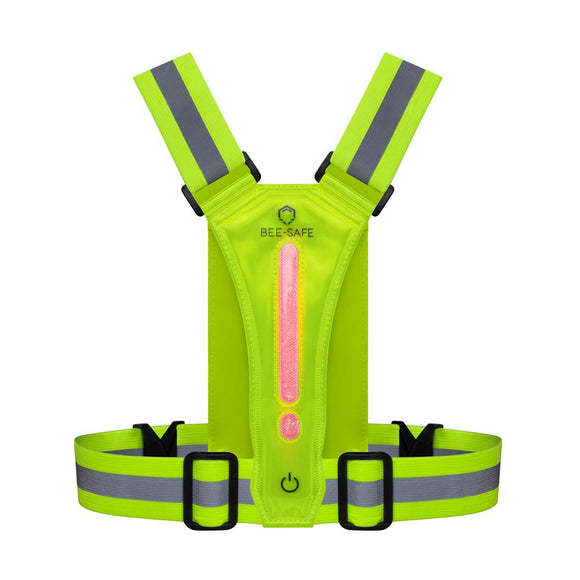 Bee-Safe Løbevest m. LED & Mobillomme - Gul