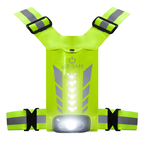 Bee-Safe Løbevest m. LED & Mobillomme - Gul