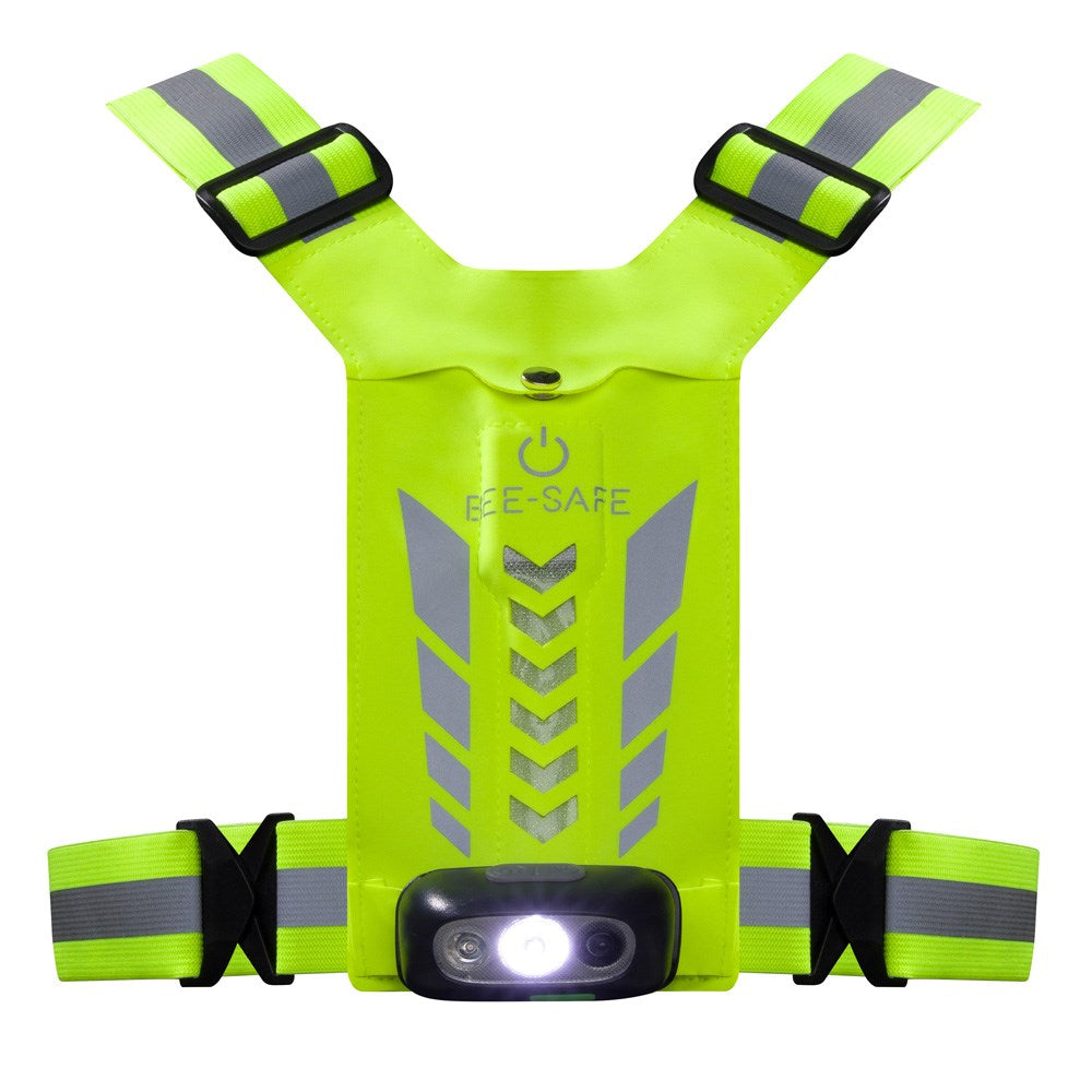 Bee-Safe Løbevest m. LED & Mobillomme - Gul