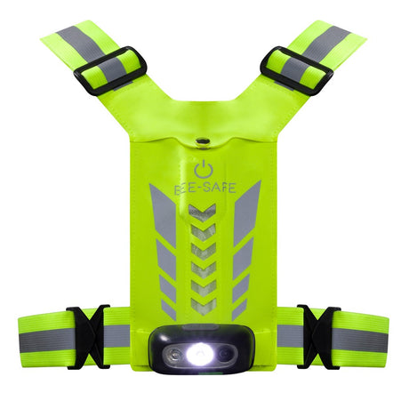 Bee-Safe Løbevest m. LED & Mobillomme - Gul