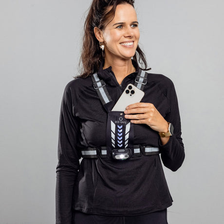 Bee-Safe Løbevest m. LED & Mobillomme - Sølv