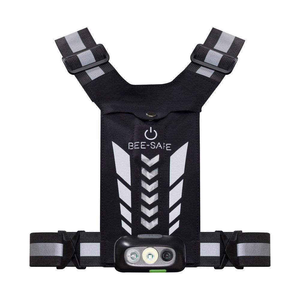 Bee-Safe Løbevest m. LED & Mobillomme - Sølv