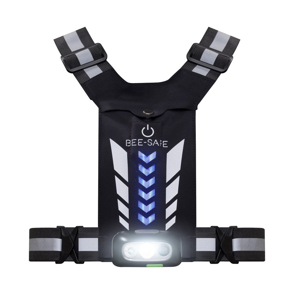 Bee-Safe Løbevest m. LED & Mobillomme - Sølv