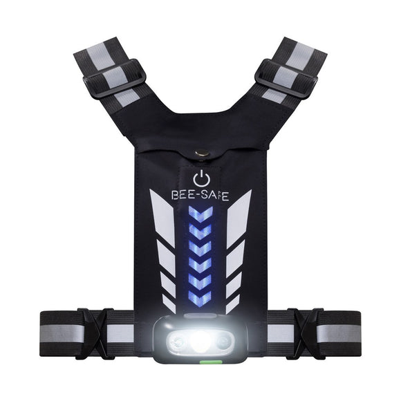 Bee-Safe Løbevest m. LED & Mobillomme - Sølv