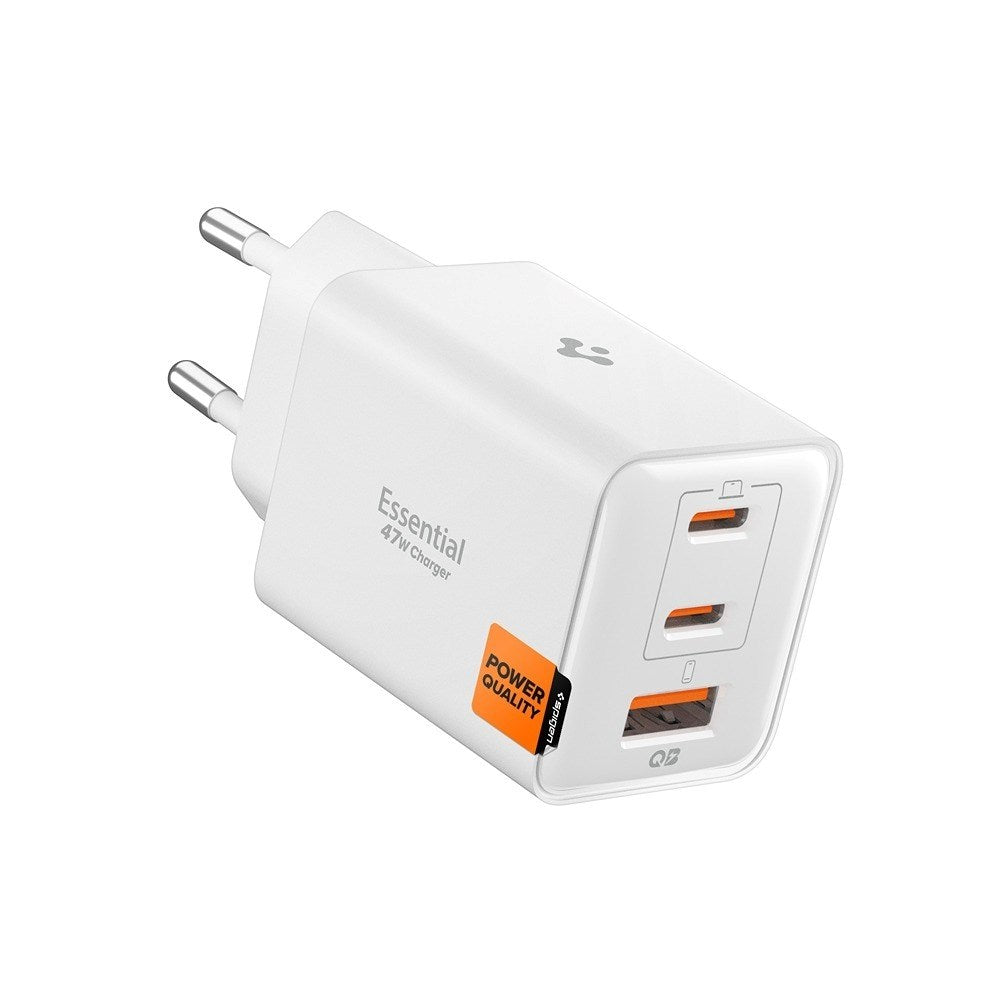 Spigen Essential 47W Vægoplader m. 2 x USB-C & 1 x USB-A - Hvid