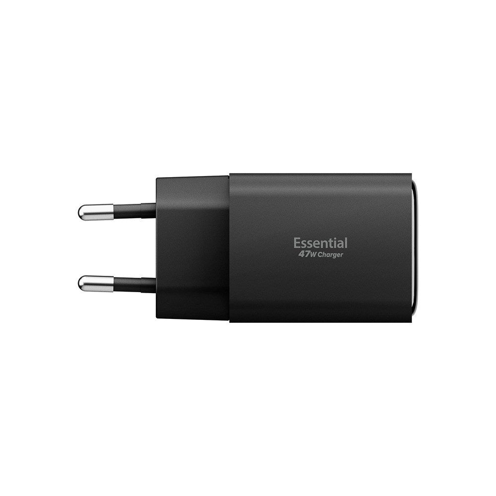 Spigen Essential 47W Vægoplader m. 2 x USB-C & 1 x USB-A - Sort