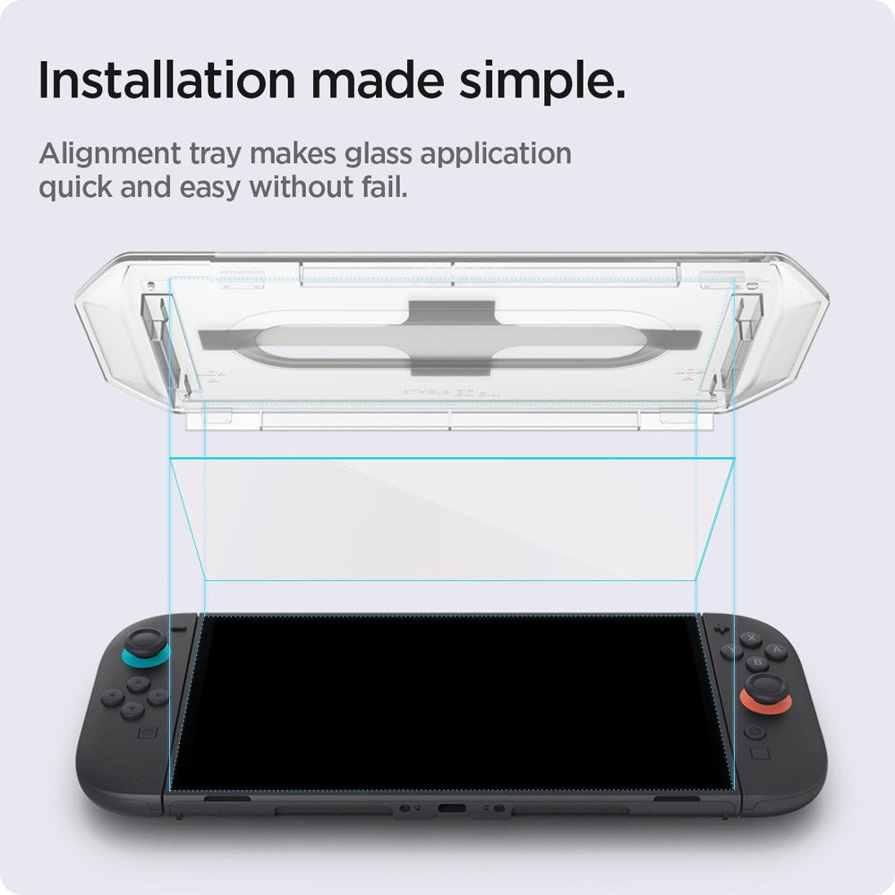 Nintendo Switch 2 Spigen Glass tR EZ Fit Skærmbeskyttelsesglas m. Installationsramme - 2 stk - Gennemsigtig