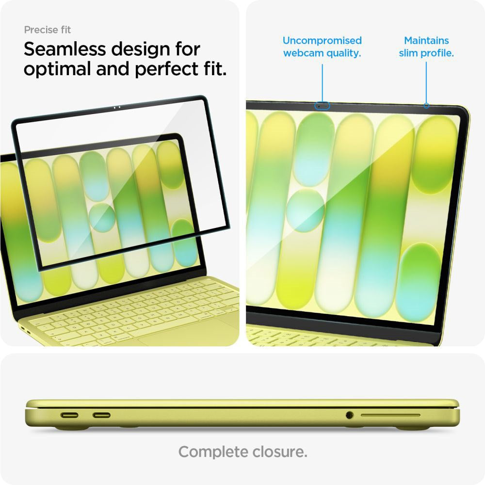 MacBook Neo 13 A18 Pro (2026) Spigen Glass tR Slim Hærdet Skærmbeskyttelsesglas - Gennemsigtig / Sort Kant