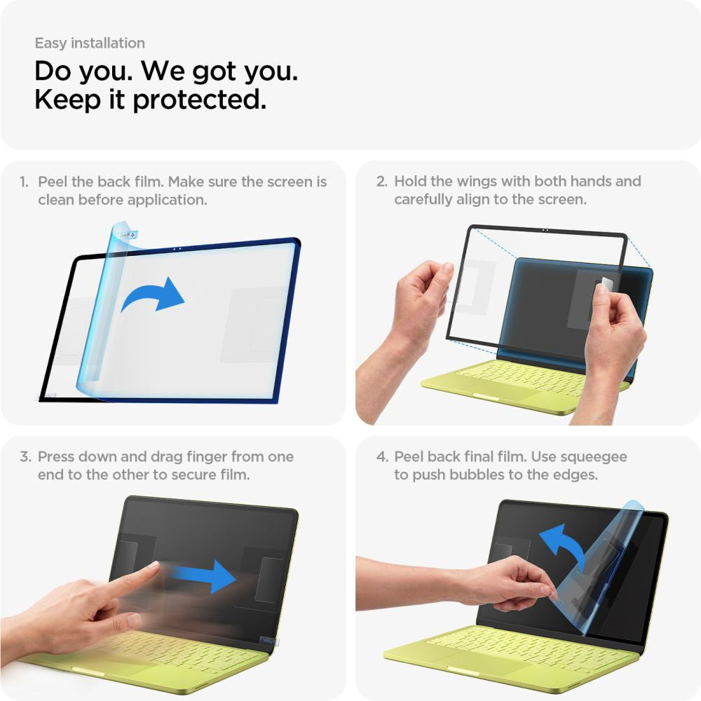 MacBook Neo 13 A18 Pro (2026) Spigen Glass tR Slim Hærdet Skærmbeskyttelsesglas - Gennemsigtig / Sort Kant