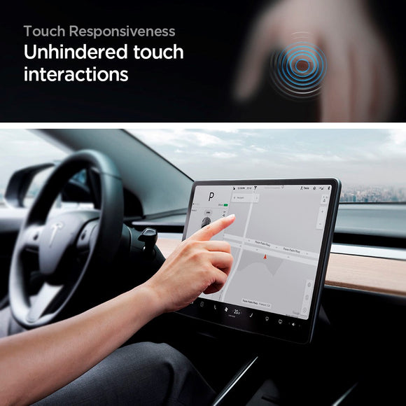 Spigen EZ Fit Skærmbeskyttelse til Tesla Model 3 / Model Y m. Monteringsramme- Gennemsigtig