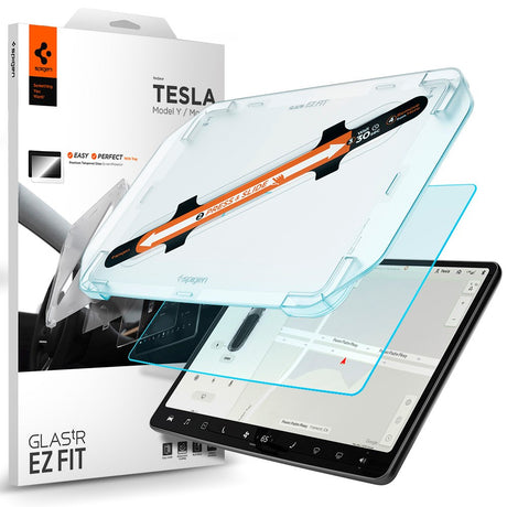 Spigen EZ Fit Skærmbeskyttelse til Tesla Model 3 / Model Y m. Monteringsramme- Gennemsigtig