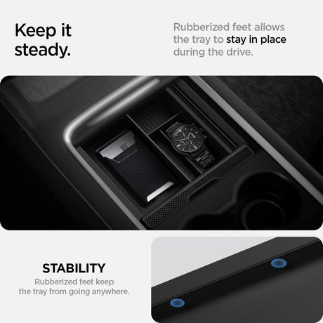 Spigen Center Konsol Opbevaring til Tesla Model 3 (2022-23) / Model Y (2021-24) - Sort