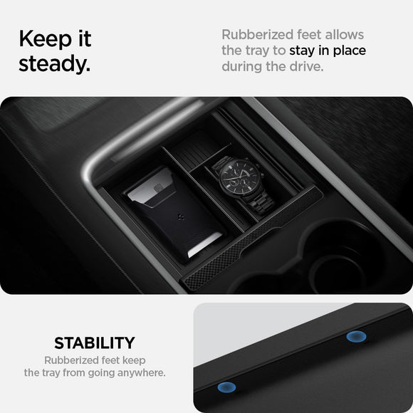 Spigen Center Konsol Opbevaring til Tesla Model 3 (2022-23) / Model Y (2021-24) - Sort