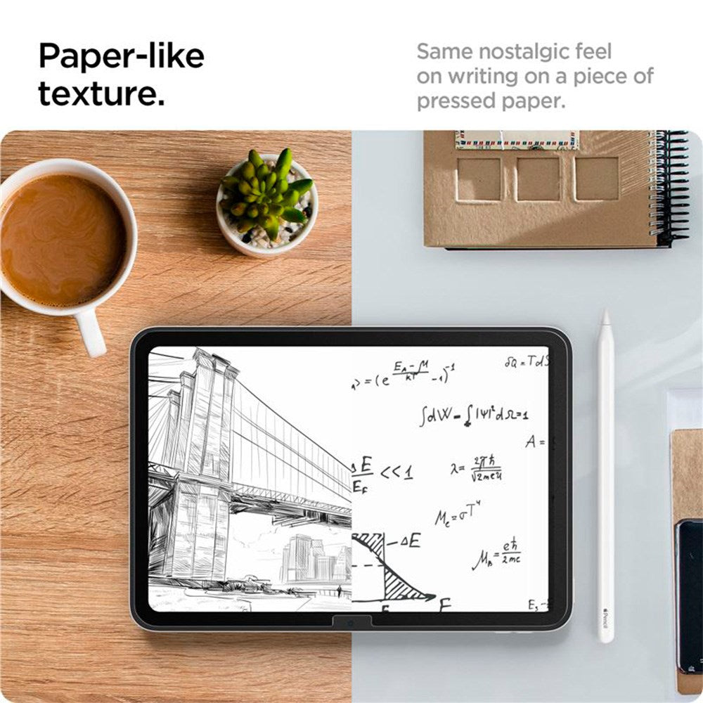 iPad 11" (2025) / iPad 10.9" (2024/2022) Spigen Paper Touch Pro Beskyttelsesfilm m. Installationssæt - Case Friendly - Gennemsigtig
