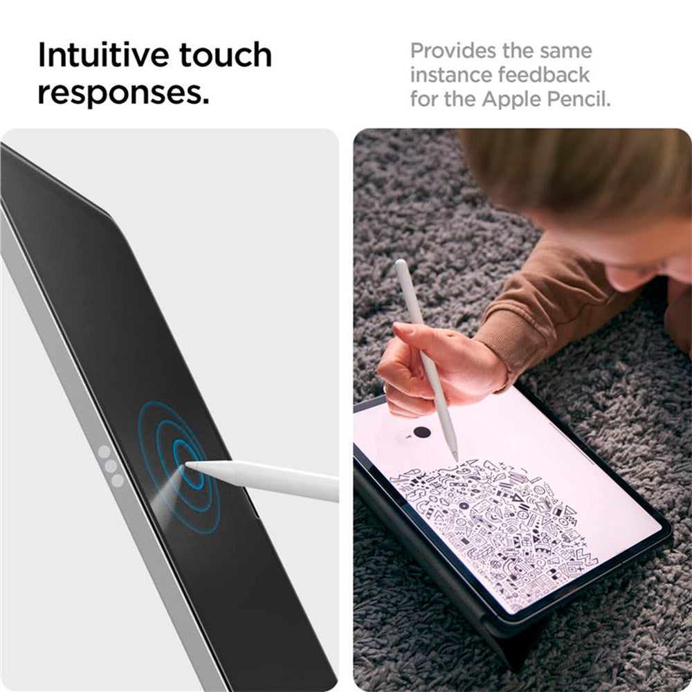 iPad 11" (2025) / iPad 10.9" (2024/2022) Spigen Paper Touch Pro Beskyttelsesfilm m. Installationssæt - Case Friendly - Gennemsigtig