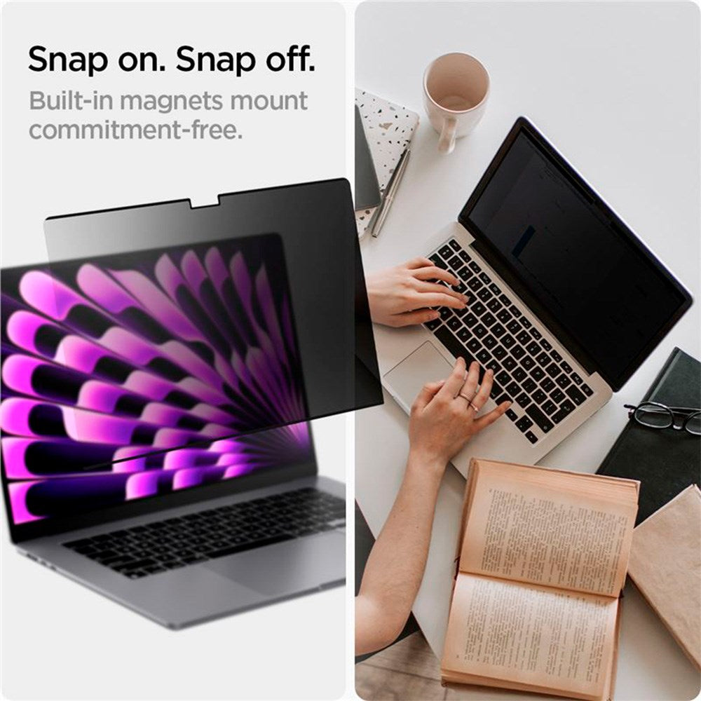 MacBook Air 15" M5/M4/M3/M2 (2026-2023) Spigen SafeView Magnetisk Privacy Beskyttelsesfilm - Gennemsigtig