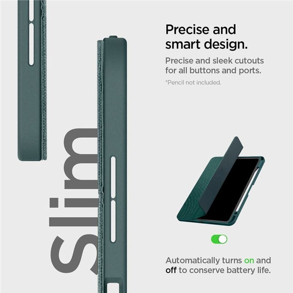 iPad Pro 11" (2025 / 2024) Spigen Urban Fit Stof Cover m. Pen Holder - Grøn
