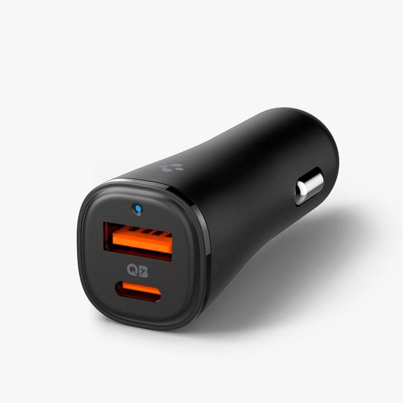 Spigen 48W Biloplader m. 1x USB-C & 1x USB-A - Sort