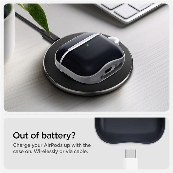 Spigen Classic C1 AirPods (4. Gen.) Hybrid Cover m. Karabinhage - Sort / Hvid