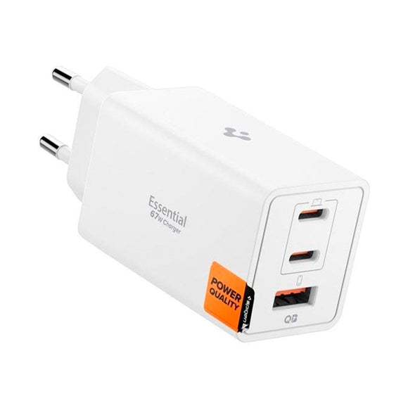 Spigen 67W Vægoplader m. 2x USB-C & 1x USB-A - Hvid