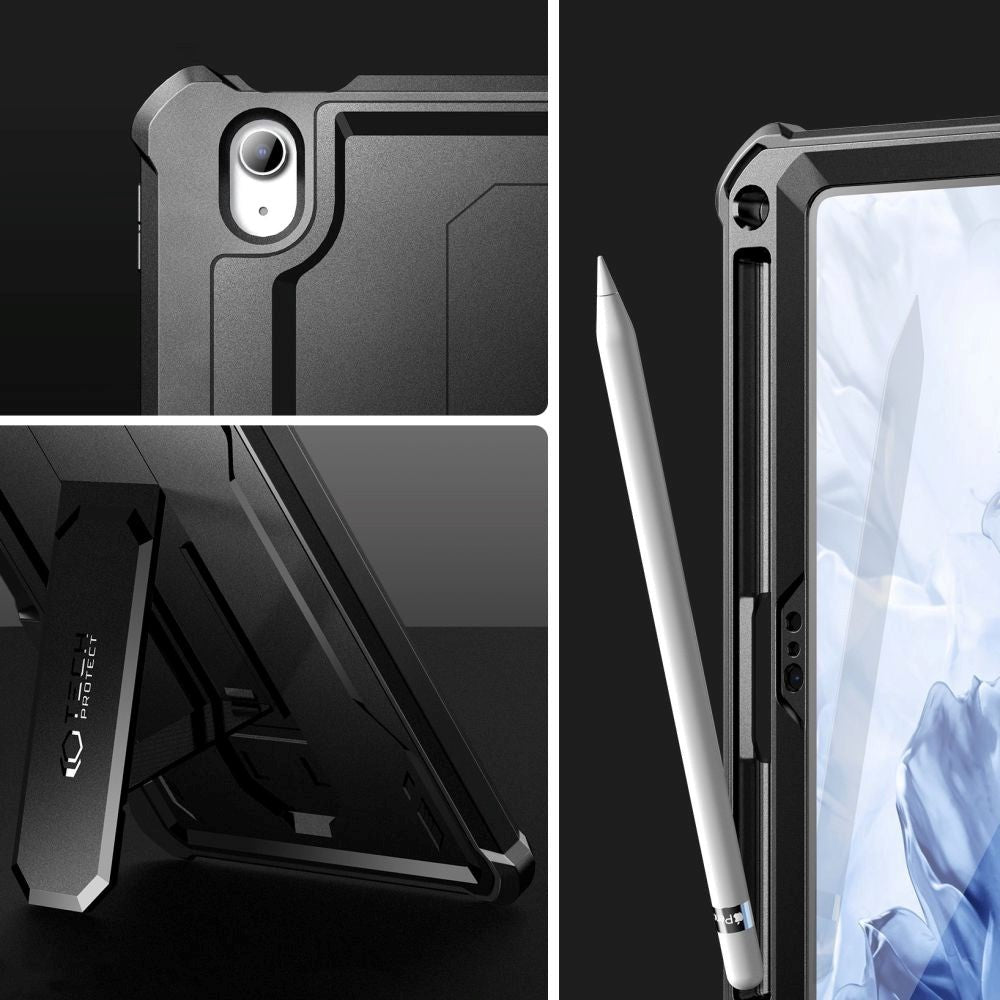 iPad 11 (2025) / iPad 10.9 (2022/2024) Tech-Protect Kevlar Pro 360 Cover m. Kickstand - Sort