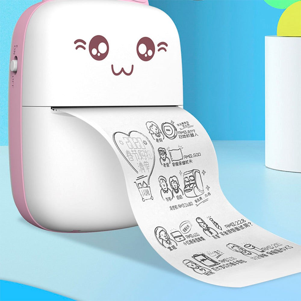 Hurtel Mini Cat Termisk Printer - Hvid / Pink