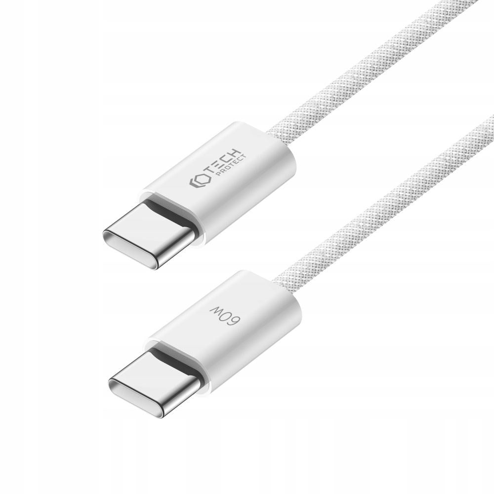 Tech-Protect Ultraboost Classic 60W/3A USB-C til USB-C Kabel 1m - Hvid