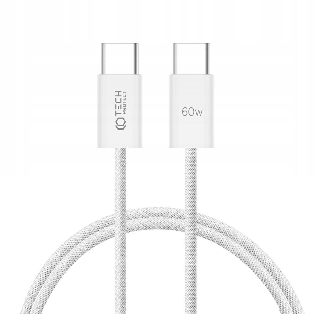 Tech-Protect Ultraboost Classic 60W/3A USB-C til USB-C Kabel 1m - Hvid