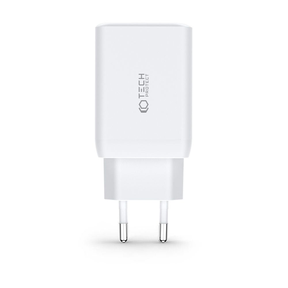 Tech-Protect PD 65W Vægoplader m. 2 x USB-C & 1 x USB-A - Hvid