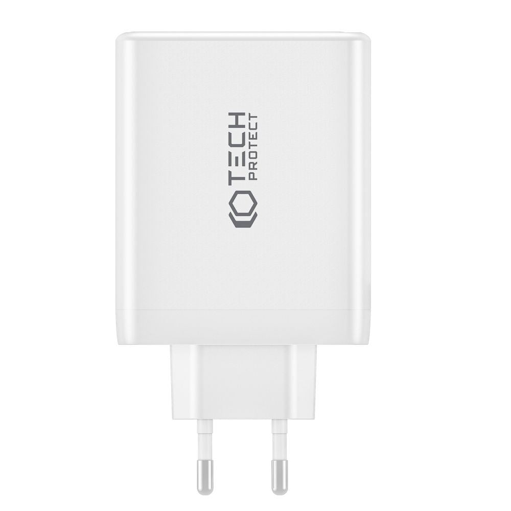 Tech-Protect PD 100W GaN Vægoplader m. 3 x USB-C & 1 x USB-A - Hvid
