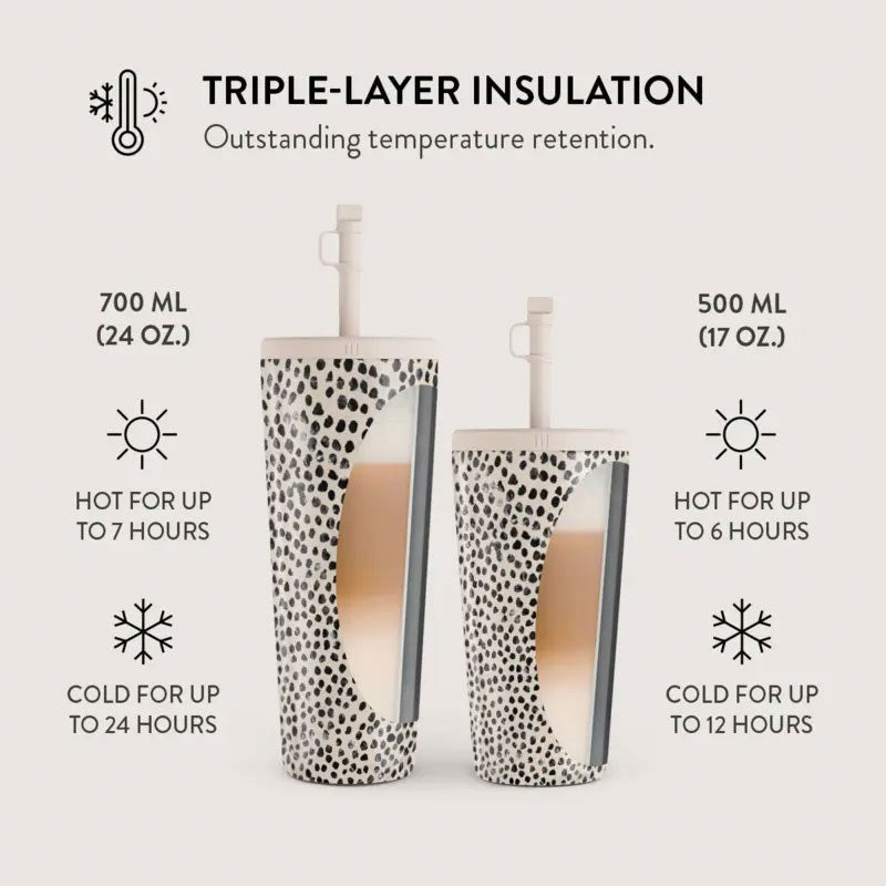 Burga Termokop m. Låg & Sugerør - 500ml - Almond Latte
