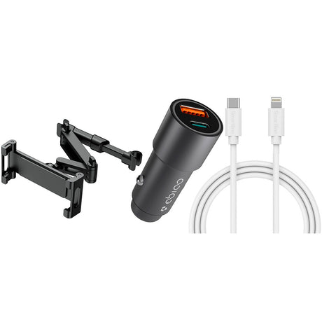 Kør-selv-ferie pakke 1 - inkl. Tabletholder / USB-C - Lightning Kabel / Biloplader