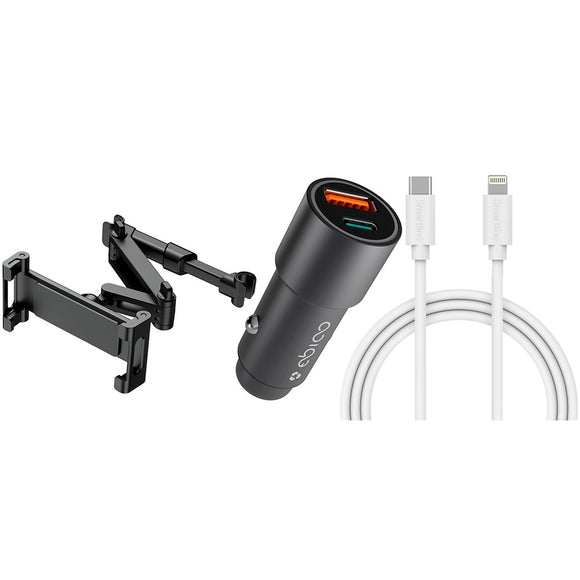 Kør-selv-ferie pakke 1 - inkl. Tabletholder / USB-C - Lightning Kabel / Biloplader