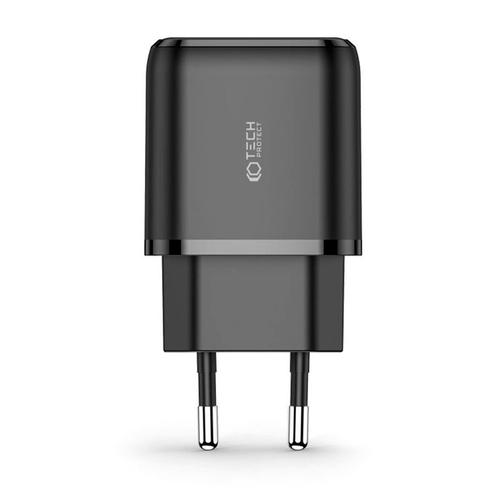 Tech-Protect PD 20W Vægoplader m. 1 x USB-C & 1 x USB-A - Sort