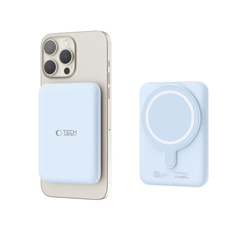 Tech-Protect LifeMag Trådløs & Magnetisk Powerbank 5000 mAh - MagSafe Kompatibel - Blå