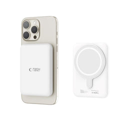 Tech-Protect LifeMag Trådløs & Magnetisk Powerbank 5000 mAh - MagSafe Kompatibel - Hvid