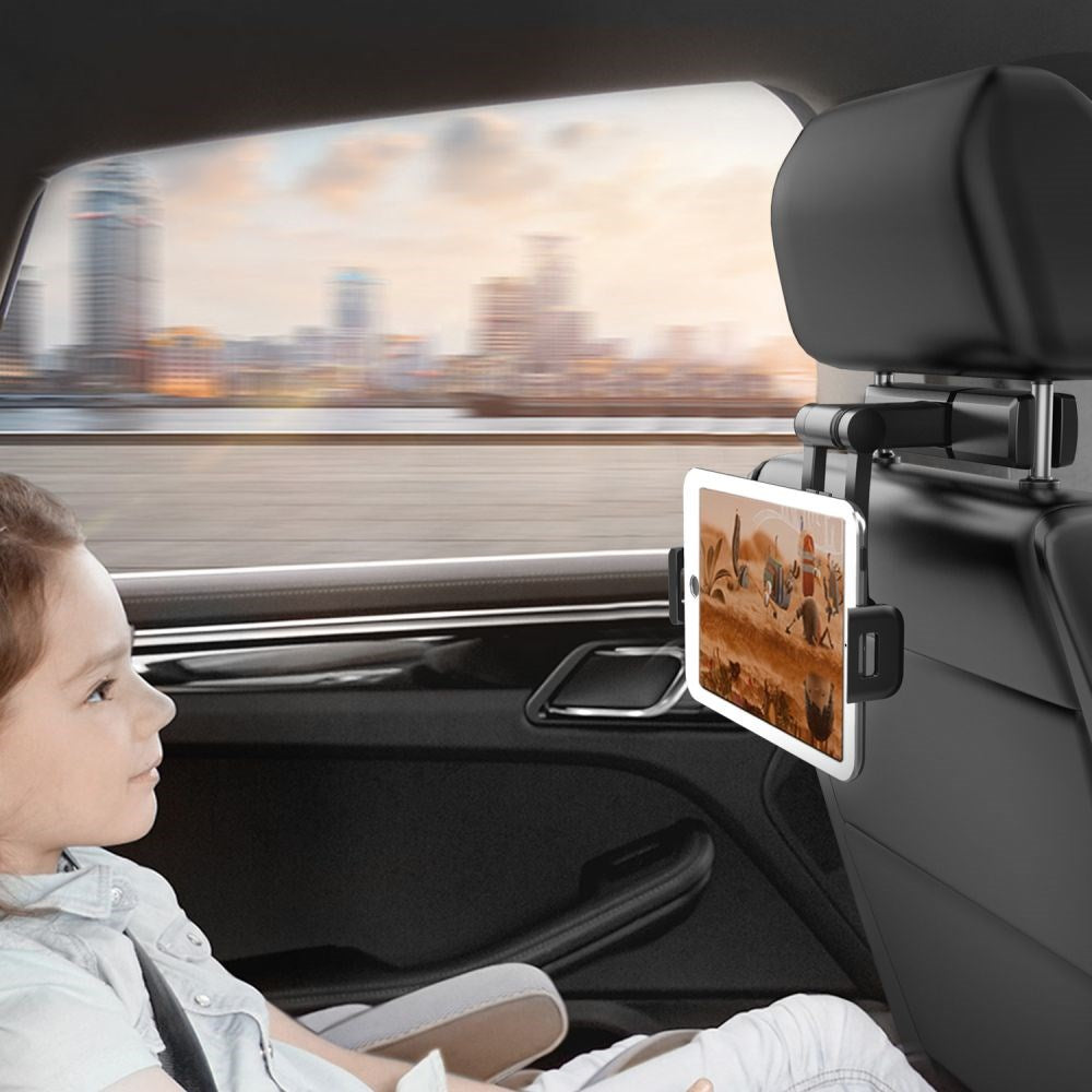 Tech-Protect Justerbar Mobil / Tablet Holder til Bilens Nakkestøtte 11.2-20 CM - Sort
