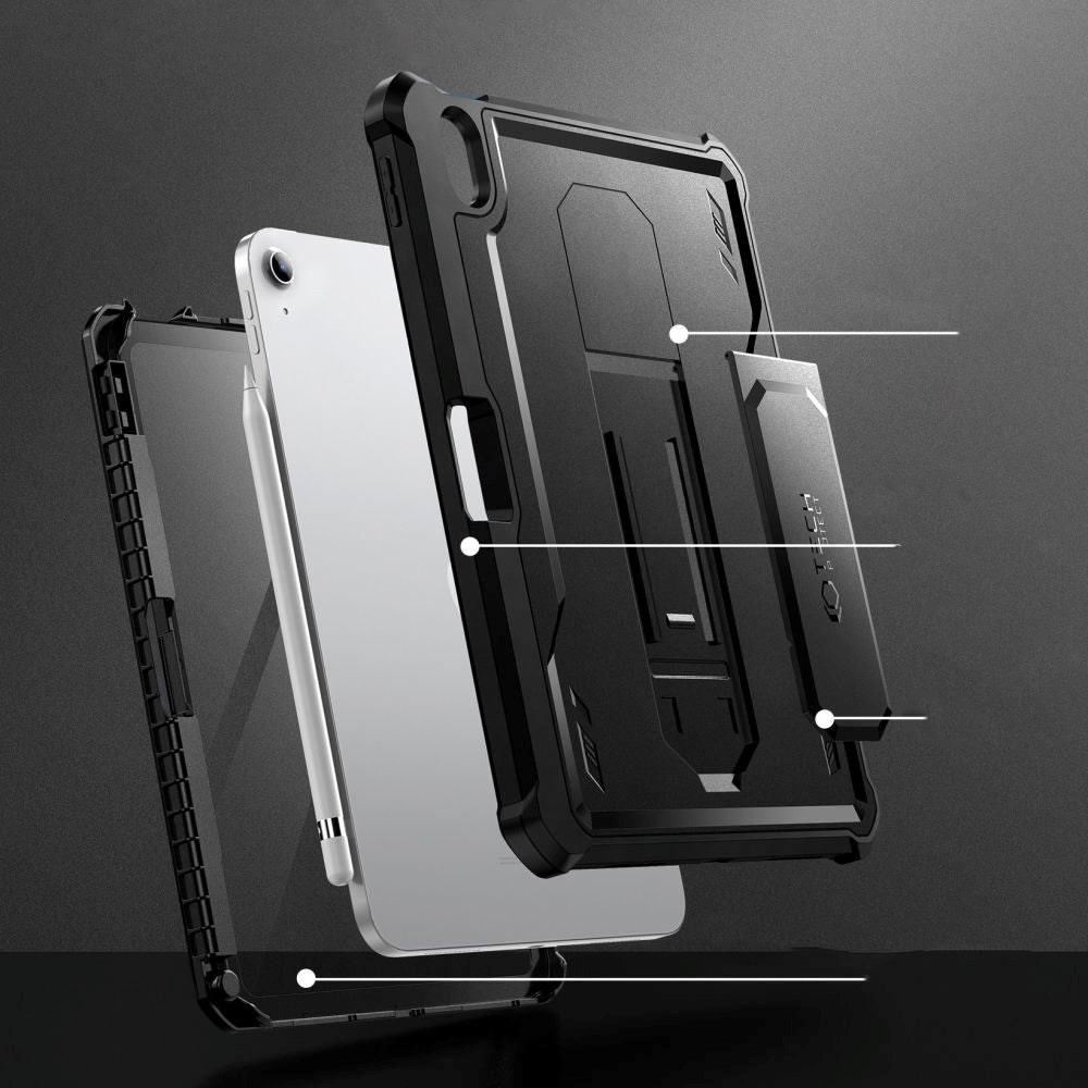 iPad 11 (2025) / iPad 10.9 (2022/2024) Tech-Protect Kevlar Pro 360 Cover m. Kickstand - Sort