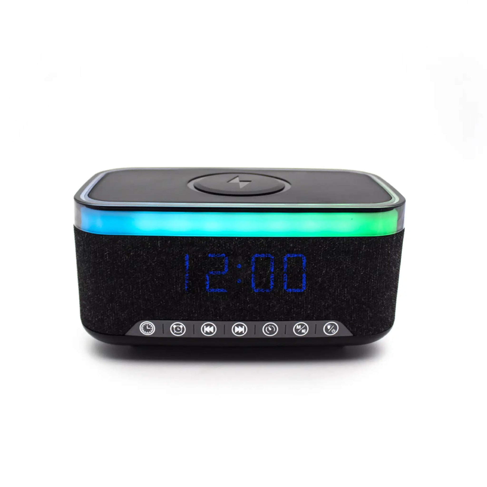 Denver ECQ-112B Vækkeur m. Bluetooth Højttaler & Trådløs Opladning - Sort