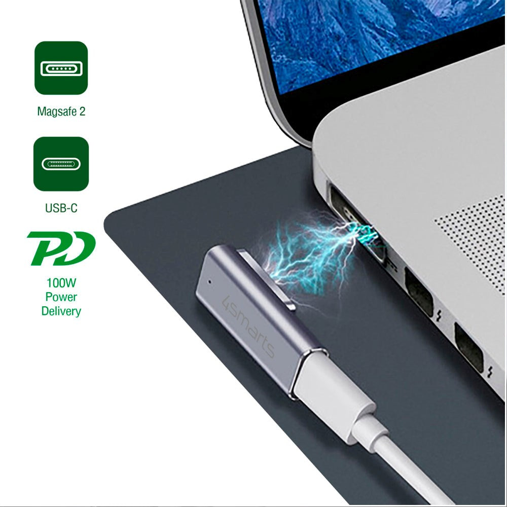 4smarts USB-C til Magsafe 2 Adapter PD 100W - Sølv