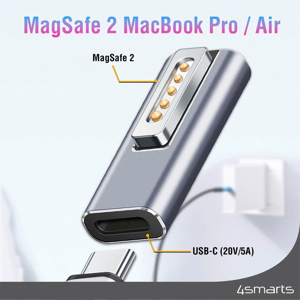 4smarts USB-C til Magsafe 2 Adapter PD 100W - Sølv