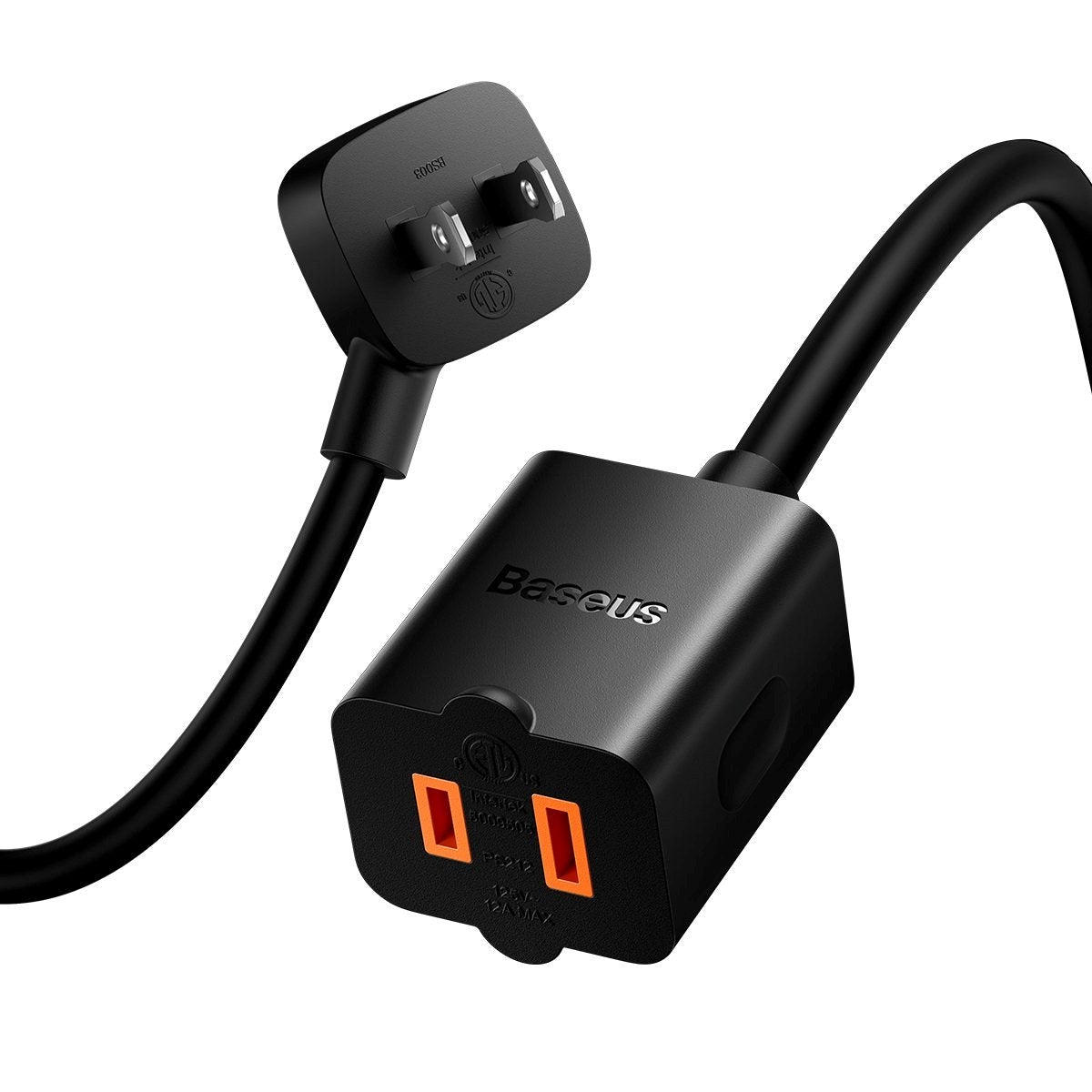 Baseus PowerCombo Kabel/Forlængerledning m. Mini Stikdåse - 1 Meter - Sort