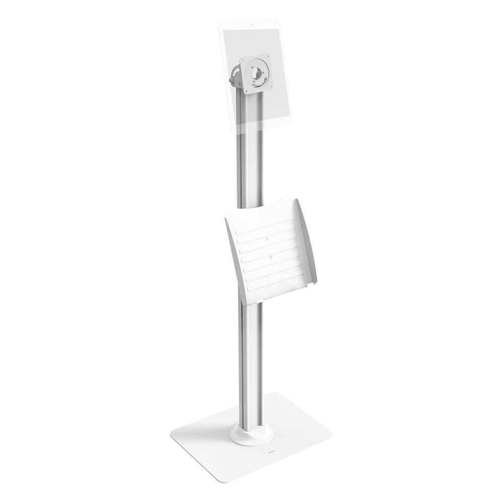 DELTACO Office Tablet Gulvstander m. Hylde - Hvid