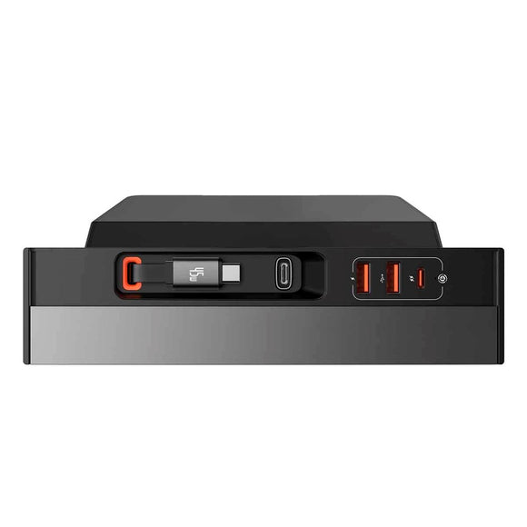 Baseus USB Hub m. Indbygget USB-C Kabel 45W - Tesla Model 3/Y - Sort