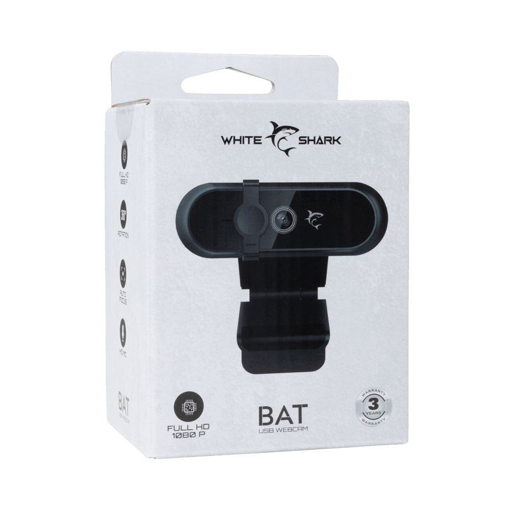 White Shark BAT Webcam - 1080P Full HD - Sort